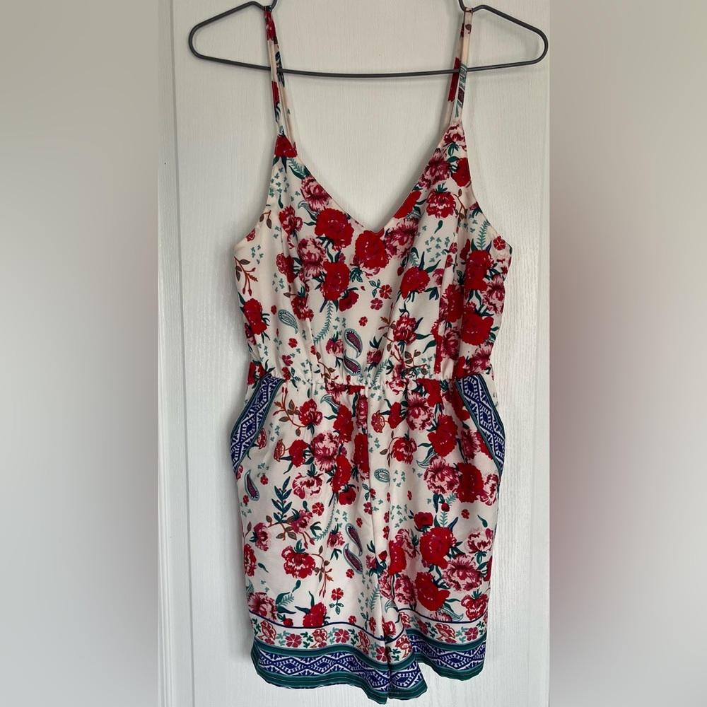 Floral Print Women's Shorts Romper XS